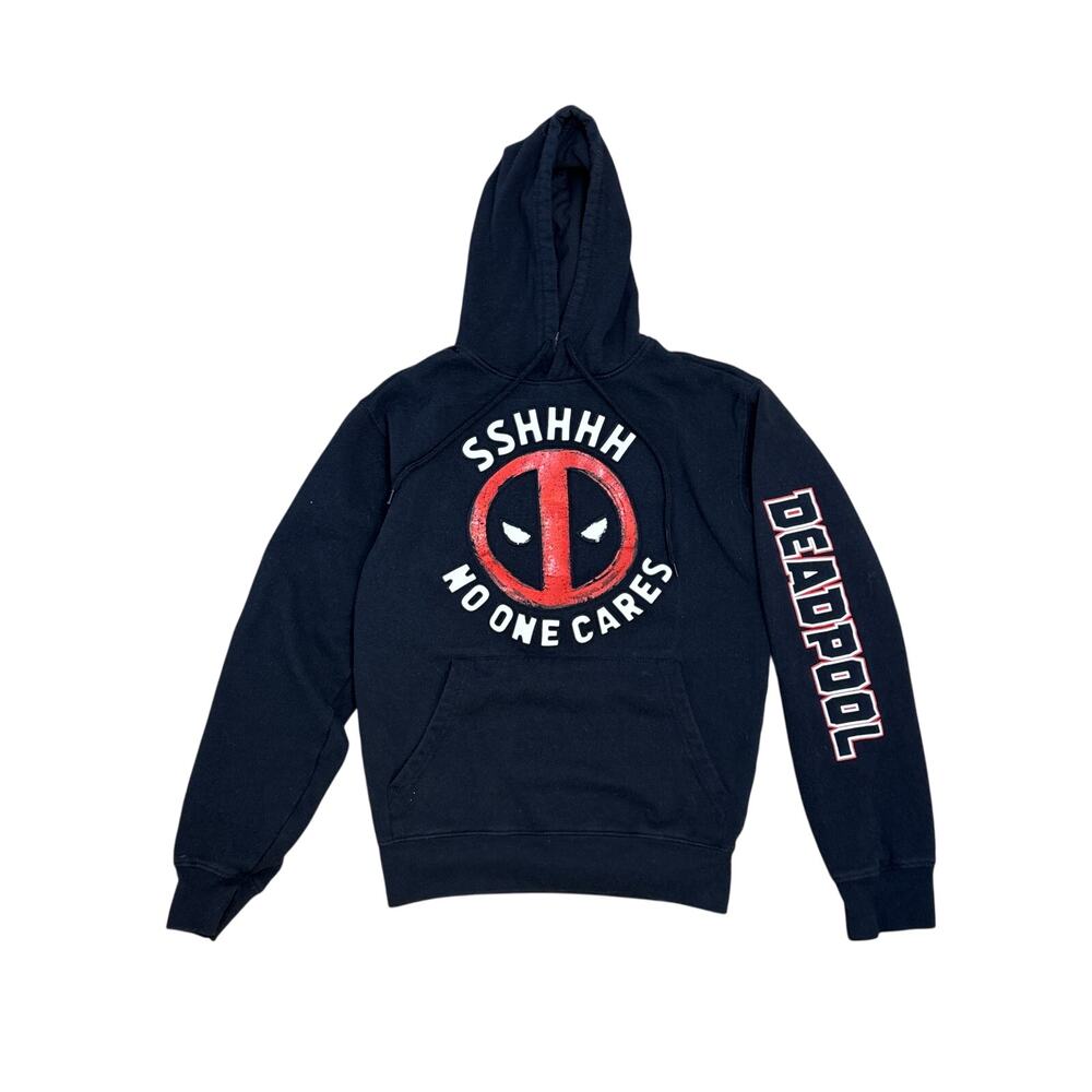Deadpool Sshhhh No One Cares Graffiti paint print hoodie XS sleeve spell hoodie